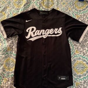 Nike Black Texas Rangers Script Baseball Jersey